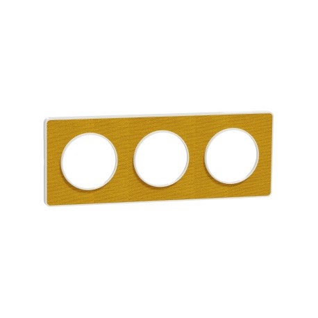 Schneider - Odace Touch - plaque Kvadrat Ocre/ blanc - 3 postes horiz. ou vert. entraxe 71mm - Réf : S520806KY