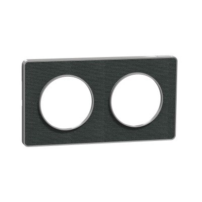 Schneider - Odace Touch - plaque Kvadrat Ombre/ alu - 2 postes horiz. ou vert. entraxe 71mm - Réf : S530804KB