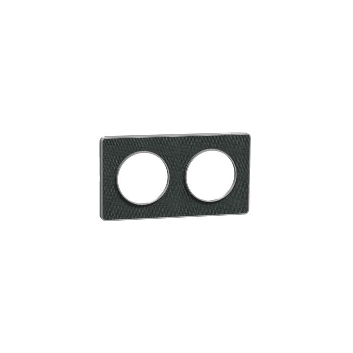 Schneider - Odace Touch - plaque Kvadrat Ombre/ alu - 2 postes horiz. ou vert. entraxe 71mm - Réf : S530804KB