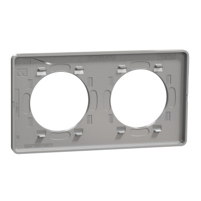 Schneider - Odace Touch - plaque Kvadrat Ombre/ alu - 2 postes horiz. ou vert. entraxe 71mm - Réf : S530804KB