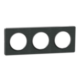 Schneider - Odace Touch - plaque Kvadrat Ombre/ alu - 3 postes horiz. ou vert. entraxe 71mm - Réf : S530806KB