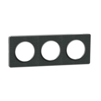 Schneider - Odace Touch - plaque Kvadrat Ombre/ alu - 3 postes horiz. ou vert. entraxe 71mm - Réf : S530806KB