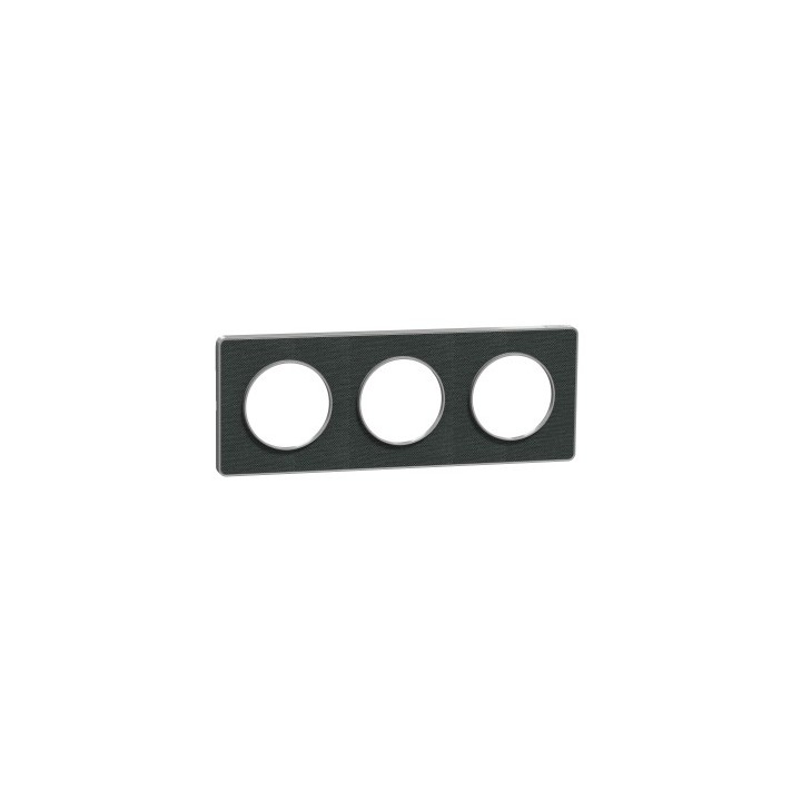 Schneider - Odace Touch - plaque Kvadrat Ombre/ alu - 3 postes horiz. ou vert. entraxe 71mm - Réf : S530806KB