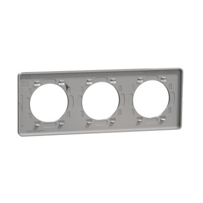 Schneider - Odace Touch - plaque Kvadrat Ombre/ alu - 3 postes horiz. ou vert. entraxe 71mm - Réf : S530806KB