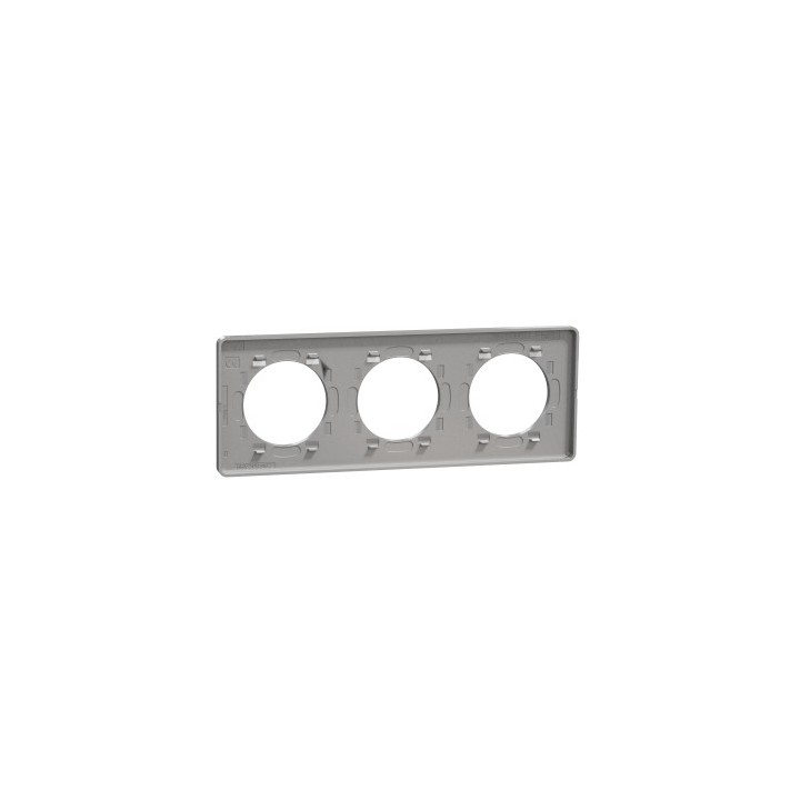Schneider - Odace Touch - plaque Kvadrat Ombre/ alu - 3 postes horiz. ou vert. entraxe 71mm - Réf : S530806KB