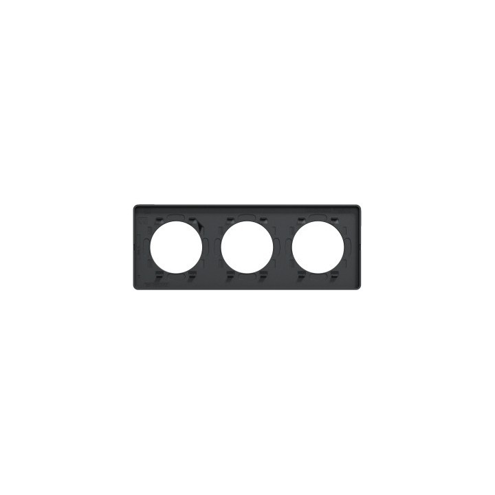 Schneider - Odace Touch - plaque Kvadrat Ombre/ anth. - 3 postes horiz. ou vert. entraxe 71mm - Réf : S540806KB
