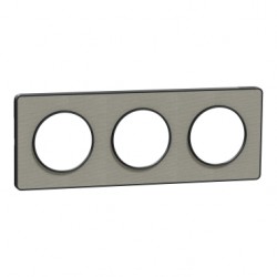 Schneider - Odace Touch - plaque Kvadrat perle/ anth. - 3 postes horiz. ou vert. entraxe 71mm - Réf : S540806KG