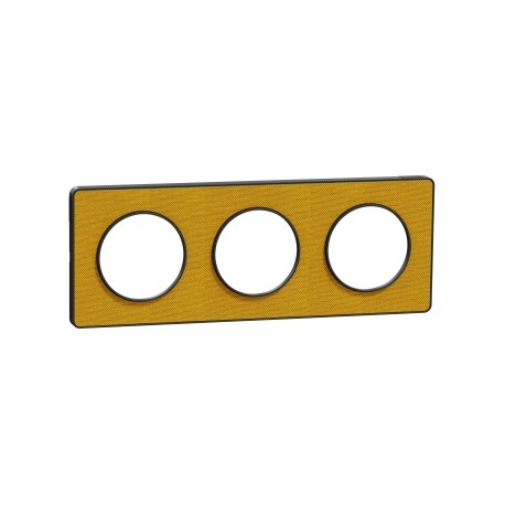 Schneider - Odace Touch - plaque Kvadrat Ocre/ anth. - 3 postes horiz. ou vert. entraxe 71mm - Réf : S540806KY