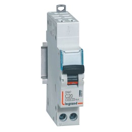 Legrand - Disjoncteur Ph+N DNX³4500 6kA arrivée borne auto sortie borne vis - 1P+N 230V~ 20A courbe C - 1 module - Réf : 406884