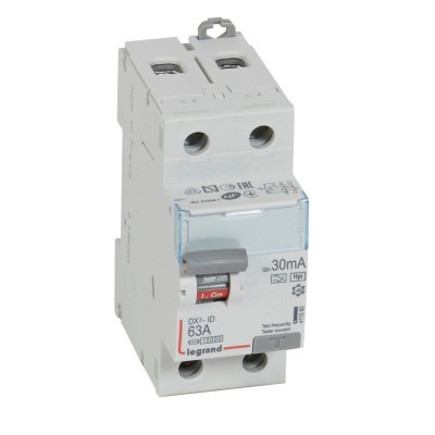 Legrand - Interrupteur diff DX³-ID arrivée haute et départ bas à vis - 2P 230V~ 63A typeF 30mA - 2 modules - Réf : 411592