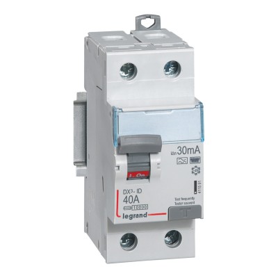Legrand - Interrupteur diff DX³-ID arrivée haute et départ bas à vis - 2P 230V~ 40A typeF 30mA - 2 modules - Réf : 411591