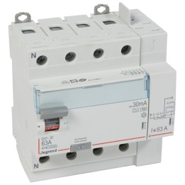 Legrand - Interrupteur diff DX³-ID arrivée haut à vis et départ haut auto - 4P 400V~ 63A typeF 30mA - 5 modules - Réf : 411659