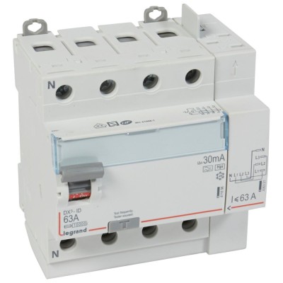 Legrand - Interrupteur diff DX³-ID arrivée haut à vis et départ haut auto - 4P 400V~ 63A typeF 30mA - 5 modules - Réf : 411659