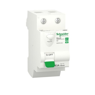 Schneider - Resi9 XE - interrupteur différentiel - 2P - 63A - 30mA - Type AC - embrochable - Réf : R9ERC263