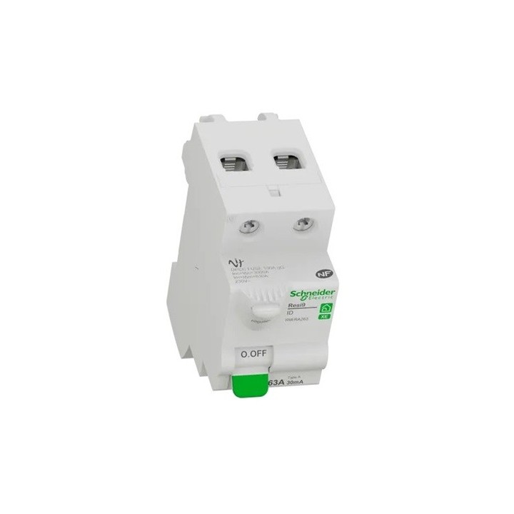 Schneider - Resi9 XE - inter différentiel - 2P - 63A - 30mA - Type A - embrochable - Réf : R9ERA263