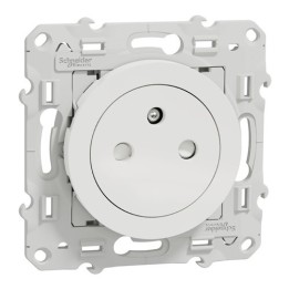 Schneider Odace - Prise de courant 2P+T Affleurante - Blanc - connexion rapide - Réf : S520052