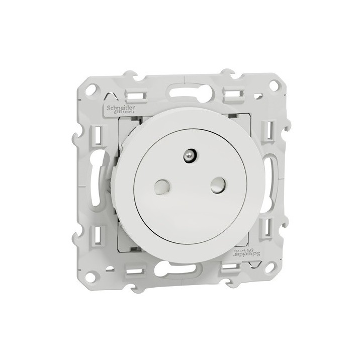Schneider Odace - Prise de courant 2P+T Affleurante - Blanc - connexion rapide - Réf : S520052