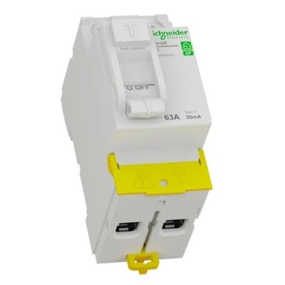 Schneider - Resi9 XP - inter différentiel - 2P - 63A - 30mA - Type A - peignable - alim bas - Réf : R9PRA263