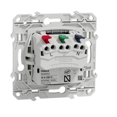 Schneider Odace - Prise de courant 2P+T Affleurante - Anthracite - connexion rapide - Réf : S540052