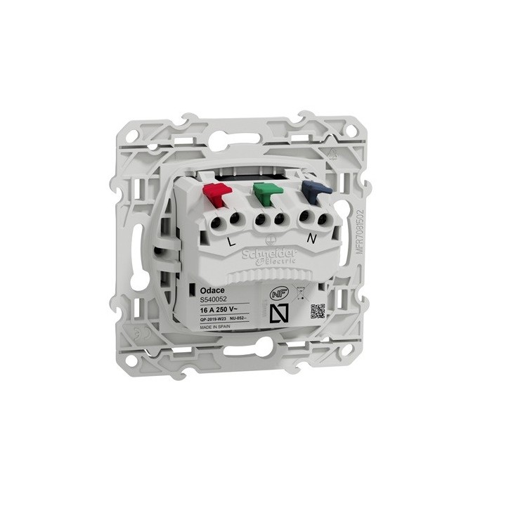 Schneider Odace - Prise de courant 2P+T Affleurante - Anthracite - connexion rapide - Réf : S540052