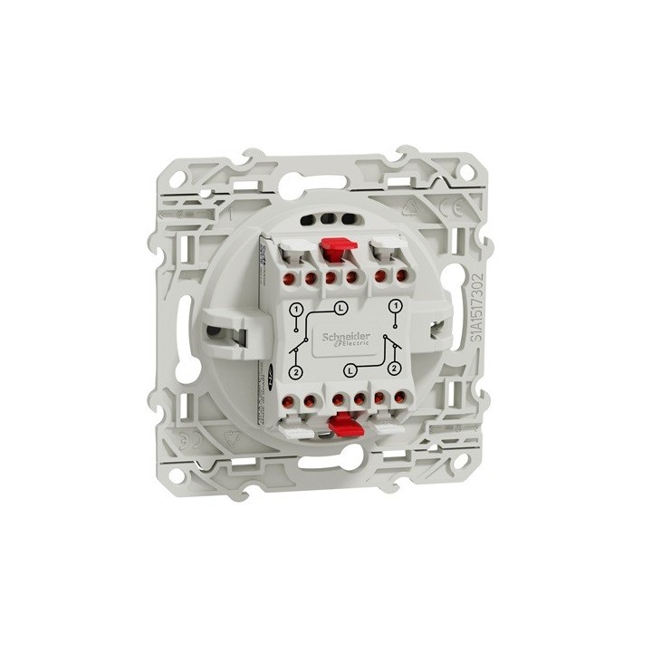 Schneider Odace - Double Interrupteur Va et Vient - Blanc - Réf : S520214