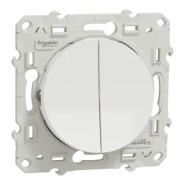 Schneider Odace - Double Interrupteur Va et Vient - Blanc - Réf : S520214
