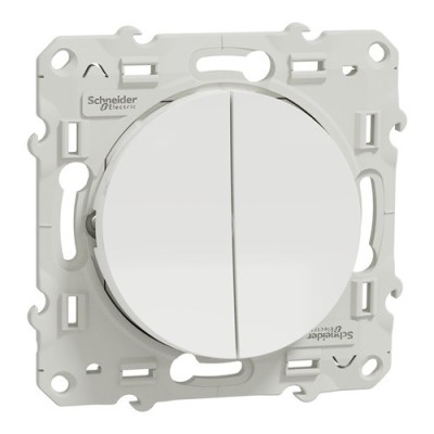 Schneider Odace - Double Interrupteur Va et Vient - Blanc - Réf : S520214