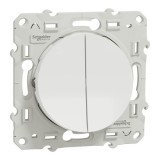 Schneider Odace - Double Interrupteur Va et Vient - Blanc - Réf : S520214