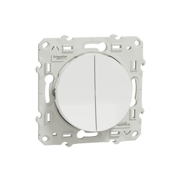 Schneider Odace - Double Interrupteur Va et Vient - Blanc - Réf : S520214