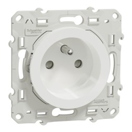 Schneider Odace - Prise de courant 2P+T - Blanc - Réf : S520059