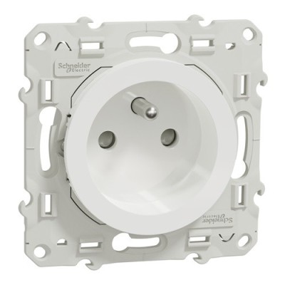Schneider Odace - Prise de courant 2P+T - Blanc - Réf : S520059
