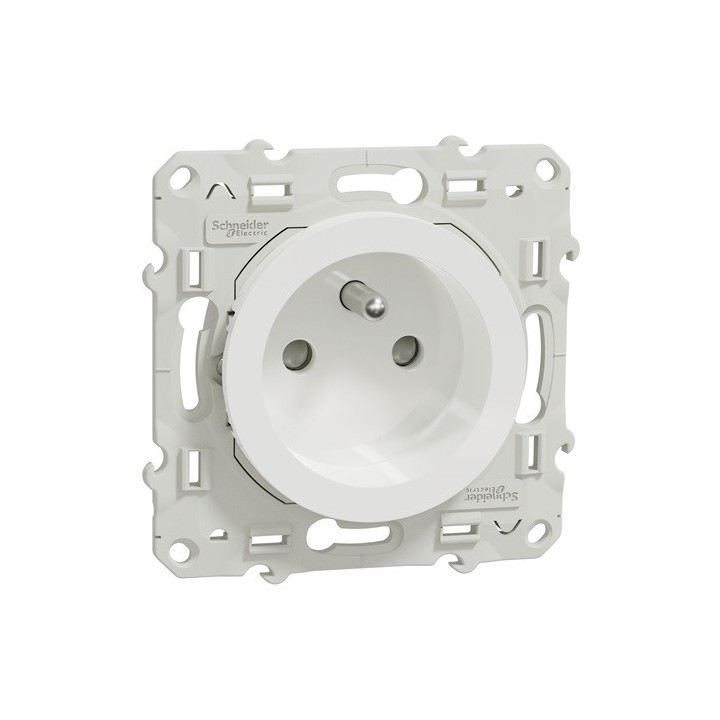 Schneider Odace - Prise de courant 2P+T - Blanc - Réf : S520059