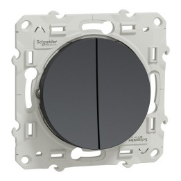 Schneider Odace - Double Va-Et-Vient - Anthracite - Connexion Rapide - Réf : S540214