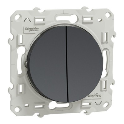 Schneider Odace - Double Va-Et-Vient - Anthracite - Connexion Rapide - Réf : S540214