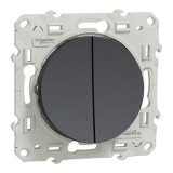 Schneider Odace - Double Va-Et-Vient - Anthracite - Connexion Rapide - Réf : S540214