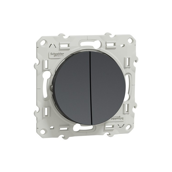 Schneider Odace - Double Va-Et-Vient - Anthracite - Connexion Rapide - Réf : S540214