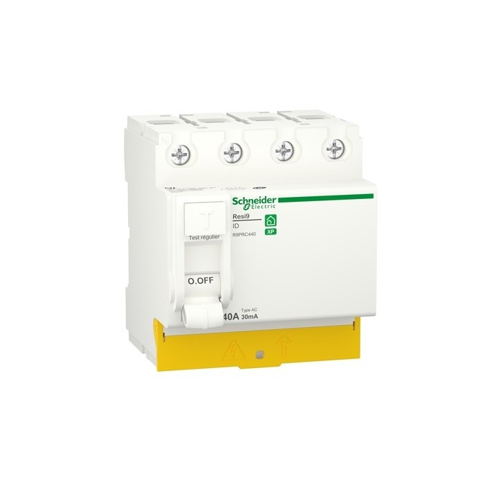 Schneider - Resi9 XP - interrupteur différentiel - 4P - 40A - 30mA - Type AC - peignable - Réf : R9PRC440