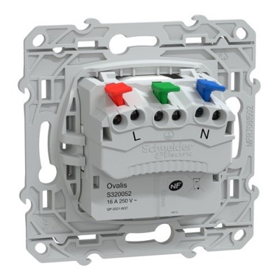 Schneider - Ovalis - prise de courant 2P+T 16A affleurante - bornes automatiques - Blanc - Réf : S320052