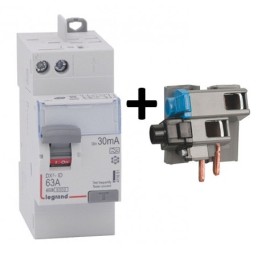 Legrand - Interrupteur différentiel bipolaire - 2P - type A 30mA arrivée haut/départ haut 63A - Réf : 092889