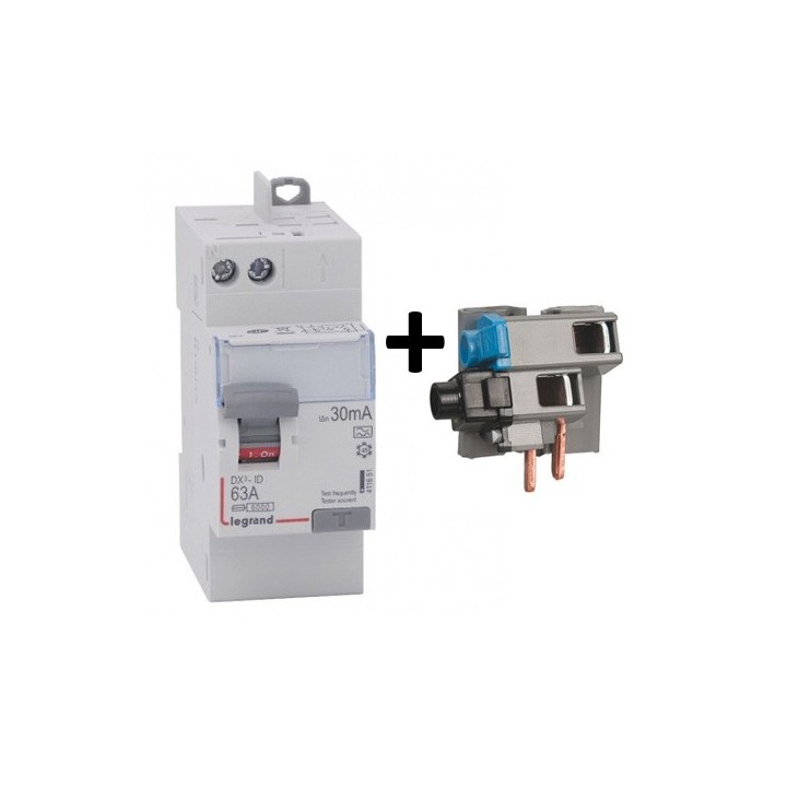 Legrand - Interrupteur différentiel bipolaire - 2P - type A 30mA arrivée haut/départ haut 63A - Réf : 092889
