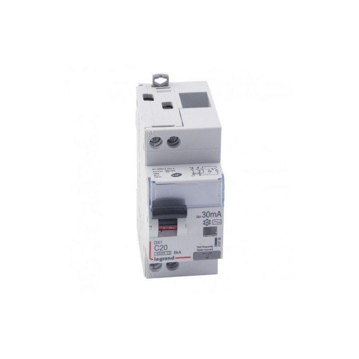 Legrand - Disjoncteur différentiel DX³4500 - vis/vis - U+N 230V~ - 20A typeAC 30mA - courbe C - 2 modules - Réf : 092833