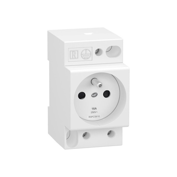 Schneider - Resi9 XP - prise de courant - 2P+T - 250V - 16A - Réf : R9PCS616