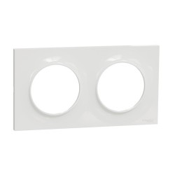 Schneider - Odace Styl - plaque - blanc - 2 postes horizontaux ou verticaux entraxe 71mm - Réf : S520704
