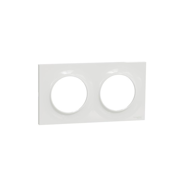 Schneider - Odace Styl - plaque - blanc - 2 postes horizontaux ou verticaux entraxe 71mm - Réf : S520704