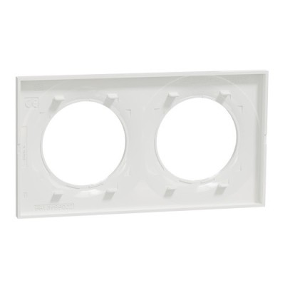 Schneider - Odace Styl - plaque - blanc - 2 postes horizontaux ou verticaux entraxe 71mm - Réf : S520704