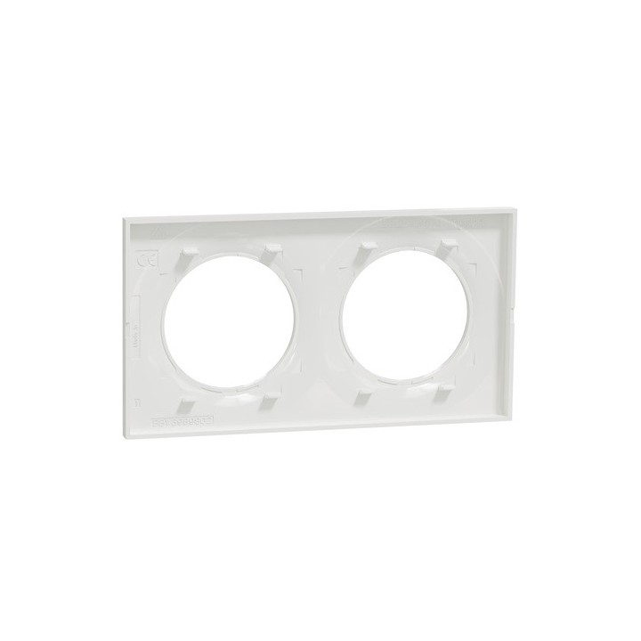 Schneider - Odace Styl - plaque - blanc - 2 postes horizontaux ou verticaux entraxe 71mm - Réf : S520704