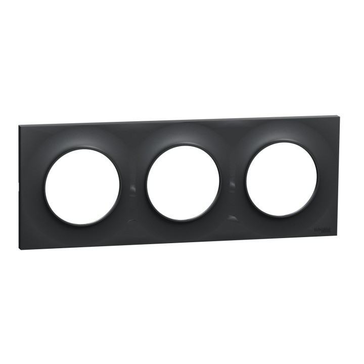 Schneider - Odace Styl - plaque anthracite - 3 postes horiz./vert. entraxe 71mm - Réf : S540706
