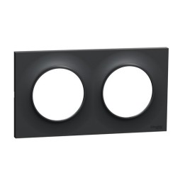 Schneider - Odace Styl - plaque anthracite - 2 postes horiz./vert. entraxe 71mm - Réf : S540704