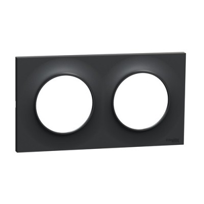 Schneider - Odace Styl - plaque anthracite - 2 postes horiz./vert. entraxe 71mm - Réf : S540704