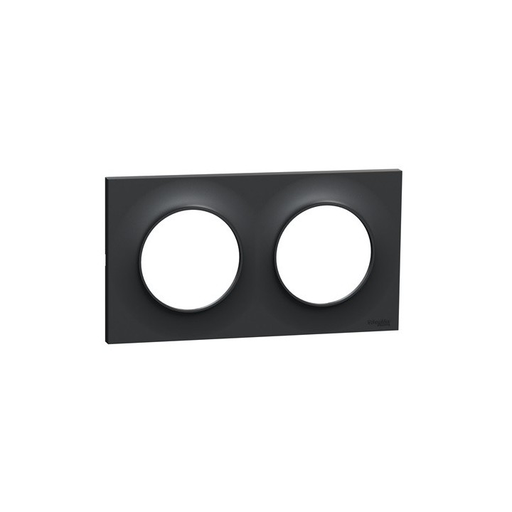 Schneider - Odace Styl - plaque anthracite - 2 postes horiz./vert. entraxe 71mm - Réf : S540704